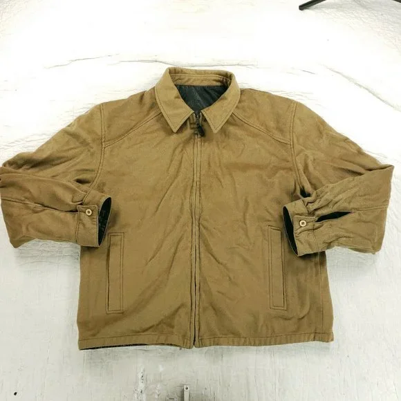 Missani Le Collezioni Reversible Leather Jacket Cashmere Wool Blend Mens 2XL